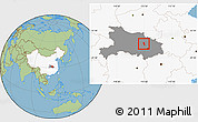 Savanna Style Location Map of Yunmeng, highlighted country, highlighted parent region