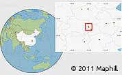 Savanna Style Location Map of Yunmeng, highlighted country