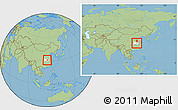Savanna Style Location Map of Yunmeng, highlighted parent region, within the entire country