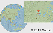 Savanna Style Location Map of Yunmeng, hill shading