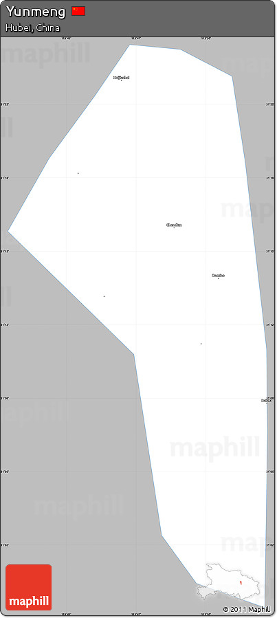 Gray Simple Map of Yunmeng, single color outside