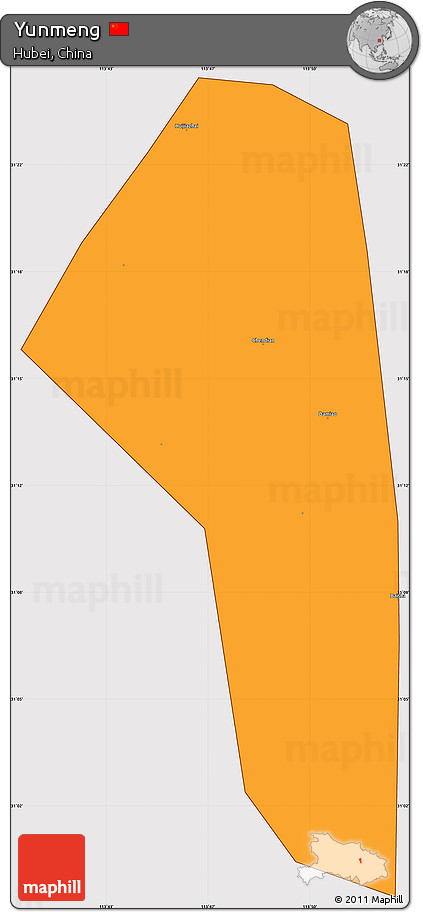 Political Simple Map of Yunmeng, cropped outside