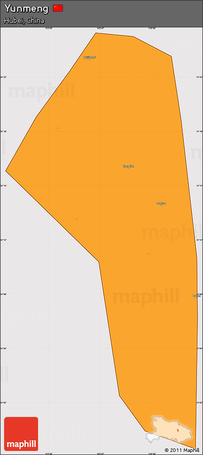Political Simple Map of Yunmeng, cropped outside