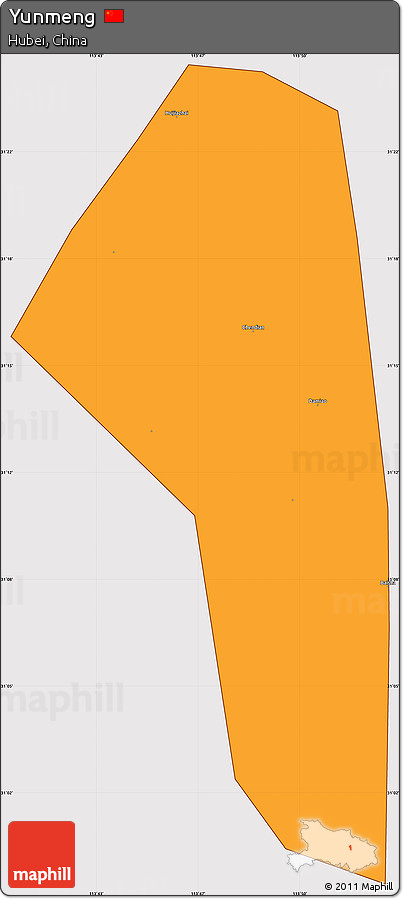 Political Simple Map of Yunmeng, cropped outside