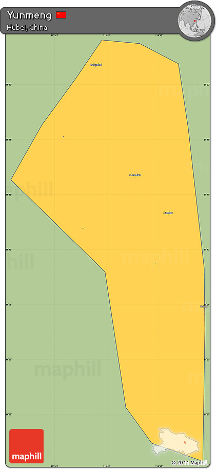 Savanna Style Simple Map of Yunmeng, cropped outside