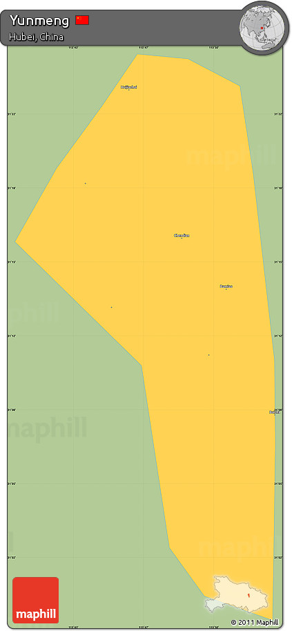 Savanna Style Simple Map of Yunmeng, single color outside
