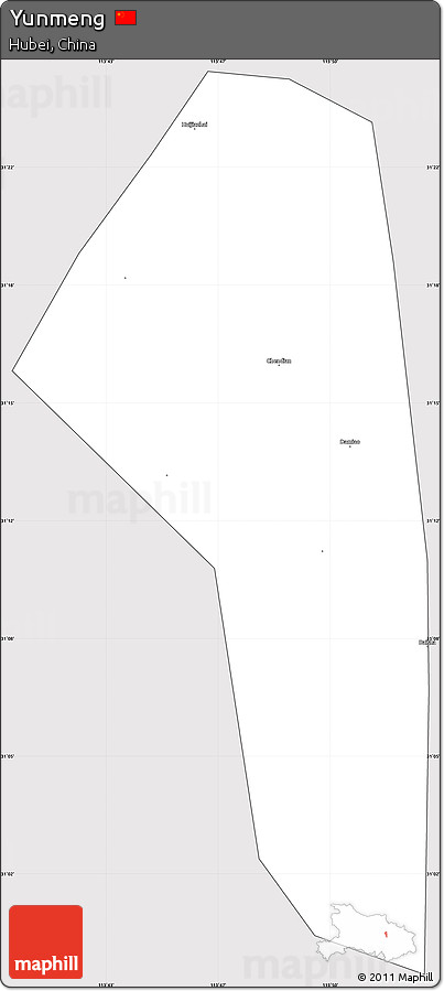 Silver Style Simple Map of Yunmeng, cropped outside