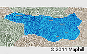 Political 3D Map of Yunxi, lighten, semi-desaturated
