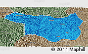 Political 3D Map of Yunxi, semi-desaturated