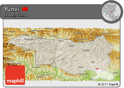 Shaded Relief 3D Map of Yunxi, physical outside