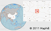 Gray Location Map of Yunxi, highlighted country, hill shading