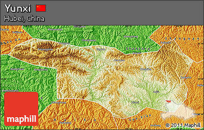 Physical Map of Yunxi, political outside