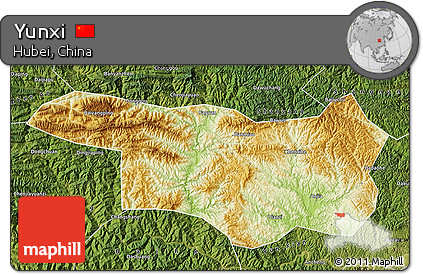 Physical Map of Yunxi, satellite outside