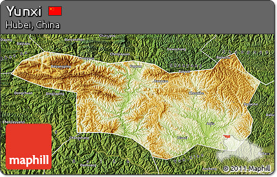 Physical Map of Yunxi, satellite outside