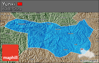 Political Map of Yunxi, semi-desaturated