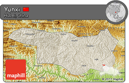 Shaded Relief Map of Yunxi, physical outside