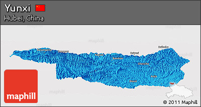 Political Panoramic Map of Yunxi, cropped outside