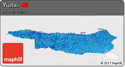 Political Panoramic Map of Yunxi, cropped outside