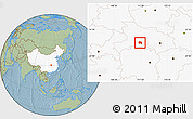 Savanna Style Location Map of Zhijiang, highlighted country, hill shading