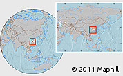 Gray Location Map of Zigui, highlighted parent region, within the entire country, hill shading