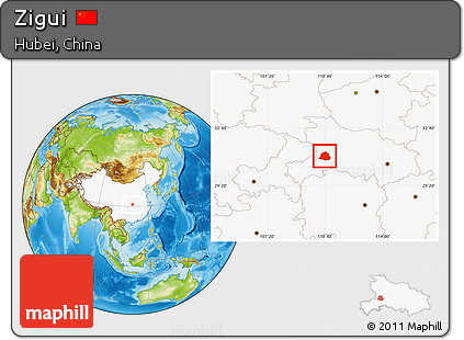 Physical Location Map of Zigui, highlighted country