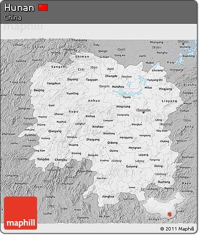 Gray 3D Map of Hunan