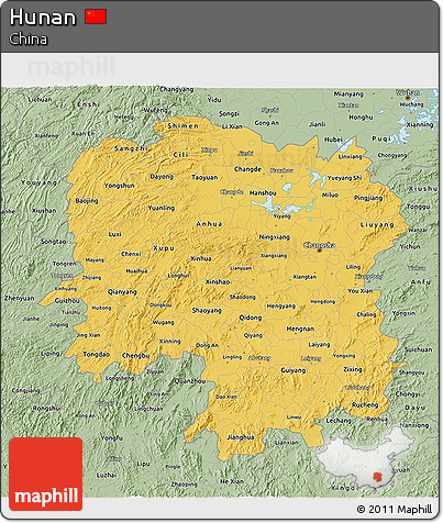 Savanna Style 3D Map of Hunan