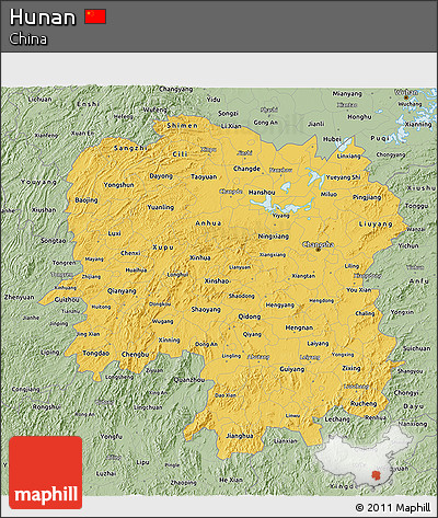 Savanna Style 3D Map of Hunan
