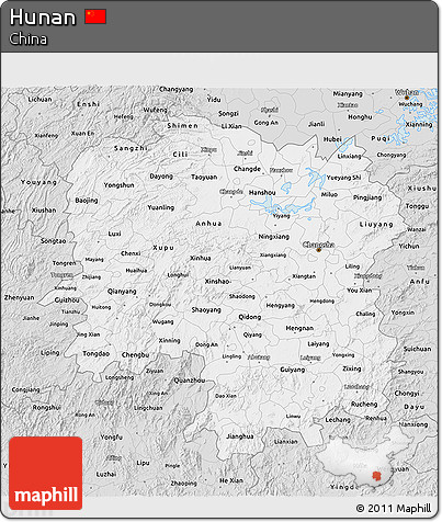 Silver Style 3D Map of Hunan