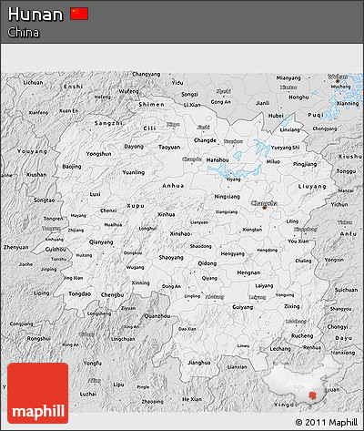 Silver Style 3D Map of Hunan