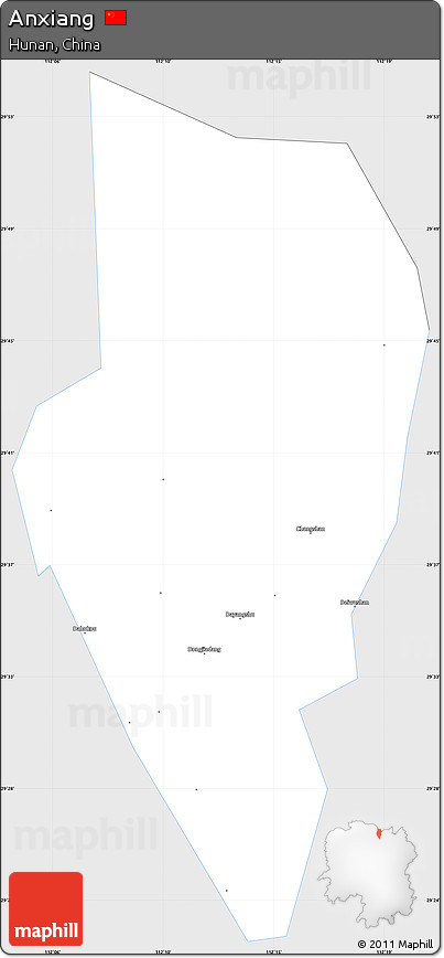 Silver Style Simple Map of Anxiang, single color outside