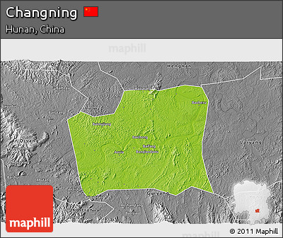 Physical 3D Map of Changning, desaturated