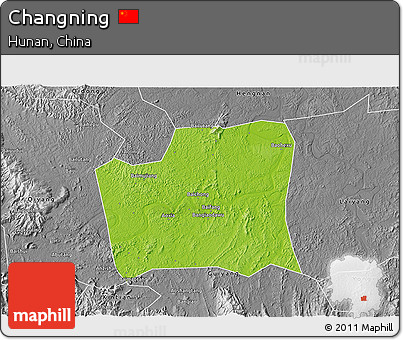 Physical 3D Map of Changning, desaturated