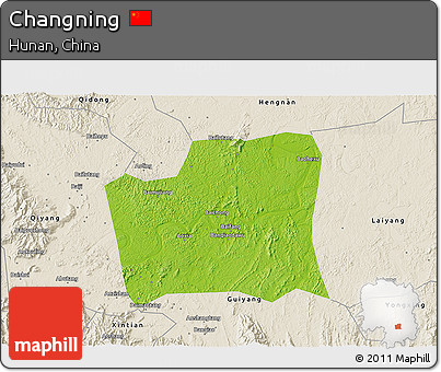 Physical 3D Map of Changning, shaded relief outside