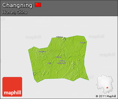 Physical 3D Map of Changning, single color outside