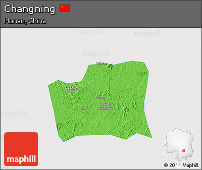 Political 3D Map of Changning, single color outside