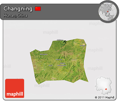Satellite 3D Map of Changning, cropped outside