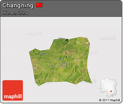 Satellite 3D Map of Changning, cropped outside