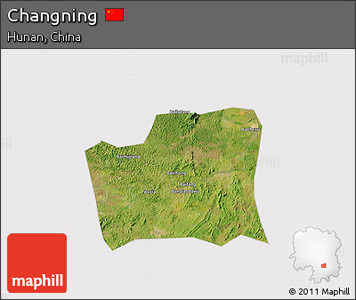 Satellite 3D Map of Changning, cropped outside