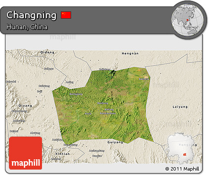 Satellite 3D Map of Changning, shaded relief outside