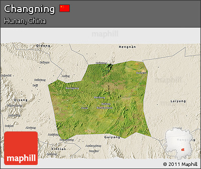 Satellite 3D Map of Changning, shaded relief outside