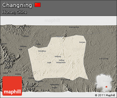 Shaded Relief 3D Map of Changning, darken