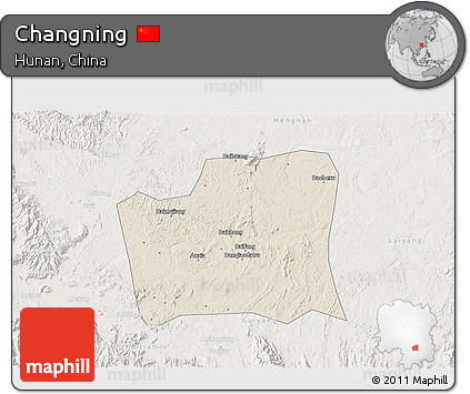 Shaded Relief 3D Map of Changning, lighten
