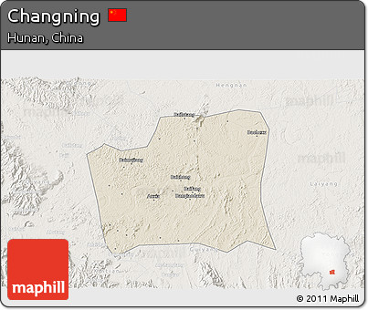 Shaded Relief 3D Map of Changning, lighten