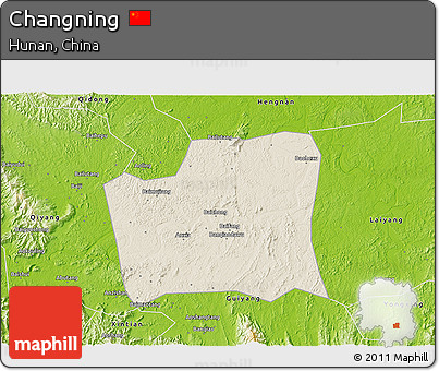 Shaded Relief 3D Map of Changning, physical outside