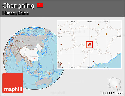 Gray Location Map of Changning, highlighted country