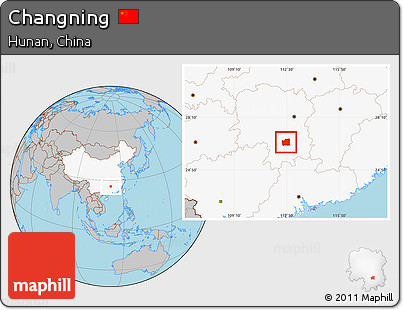 Gray Location Map of Changning, highlighted country