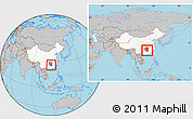 Gray Location Map of Changning, highlighted country, highlighted parent region, within the entire country