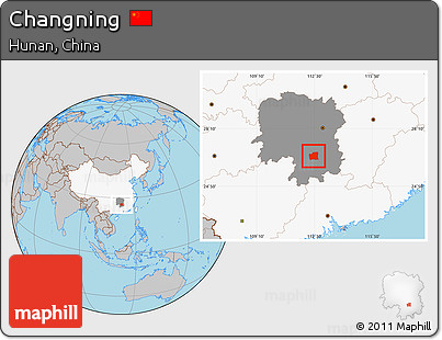 Gray Location Map of Changning, highlighted country, highlighted parent region