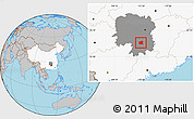 Gray Location Map of Changning, highlighted country, highlighted parent region